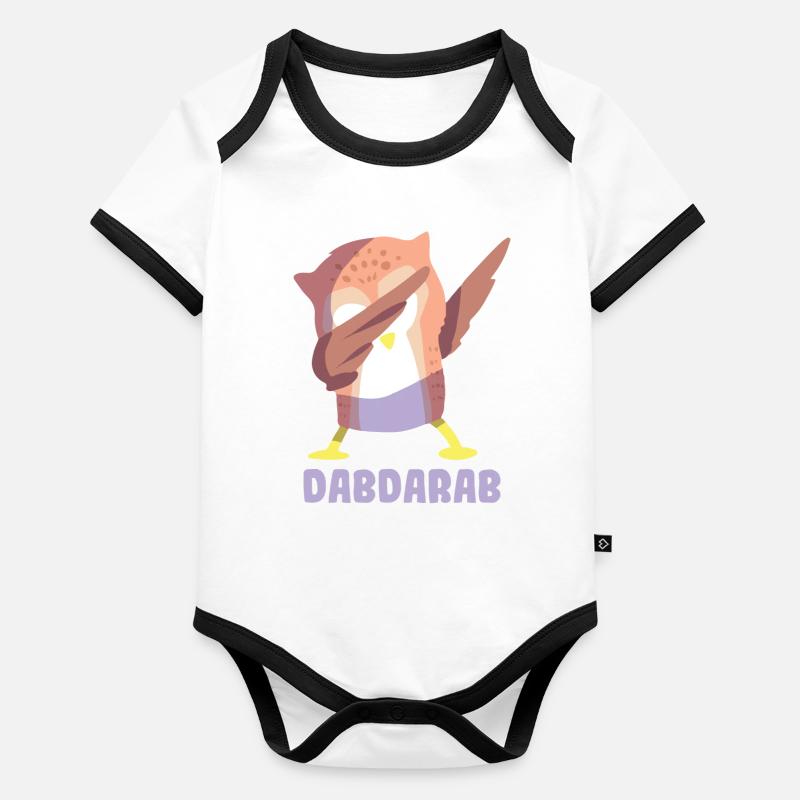 Süße Eule Owl Dabbing Tanz Statement Fun Geschenk Baby Bio-Kurzarm-Kontrastbody