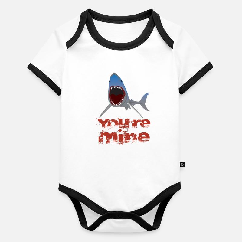 Tu es à moi, tu m'appartiens cadeau de requins Body Bébé bio contrasté manches courtes