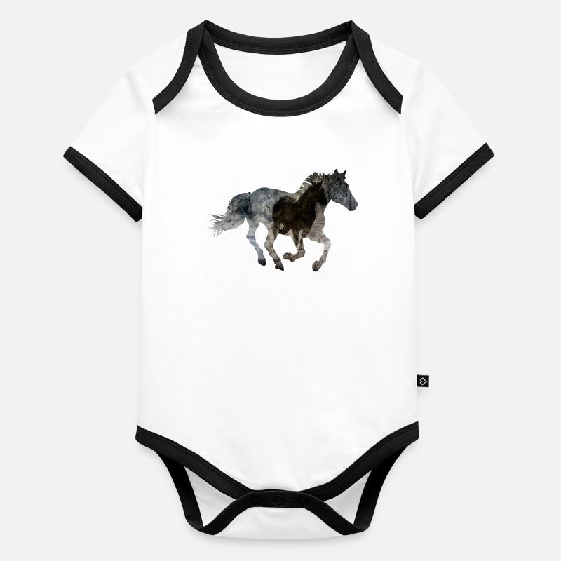 Cheval galops Body Bébé bio contrasté manches courtes