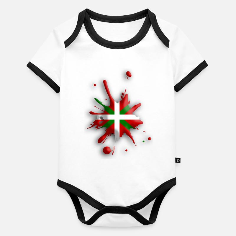Drapeau Basque tâche 3 Body Bébé bio contrasté manches courtes