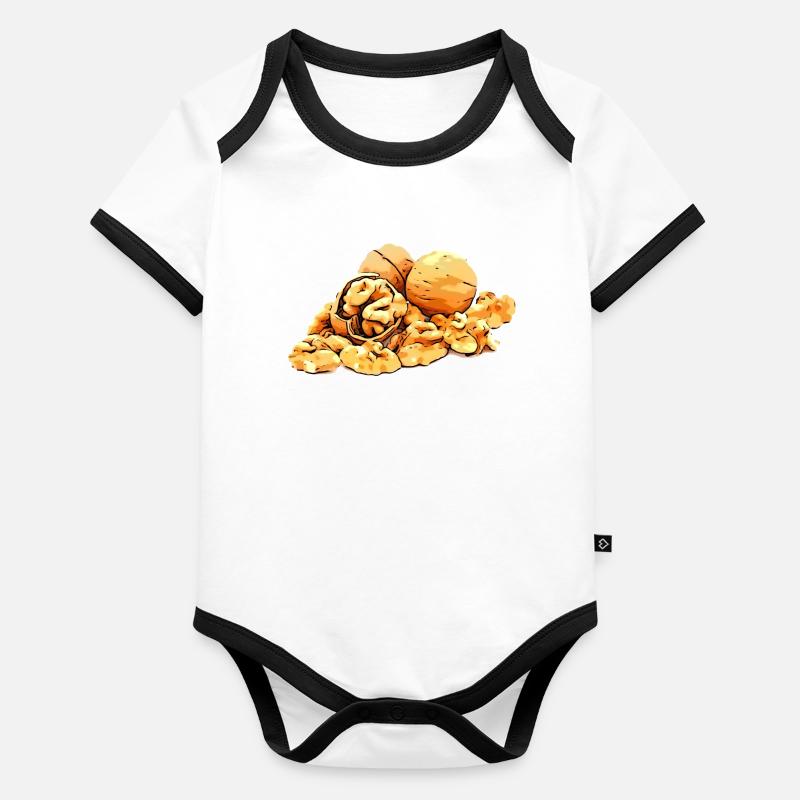Noix noyer image symbole graphique Body Bébé bio contrasté manches courtes