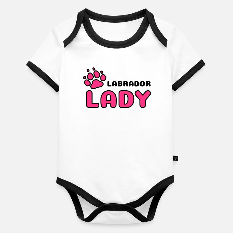 Labrador Lady mit Pfote stolze Hundebesitzerin Baby Bio-Kurzarm-Kontrastbody