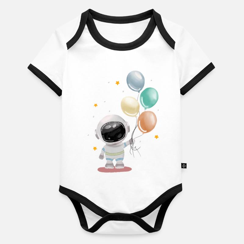 astronaut with balloons Organic Baby Contrasting Bodysuit