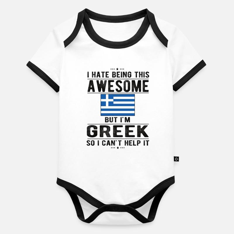 Grèce Grèce Drapeau Origine grecque Body Bébé bio contrasté manches courtes