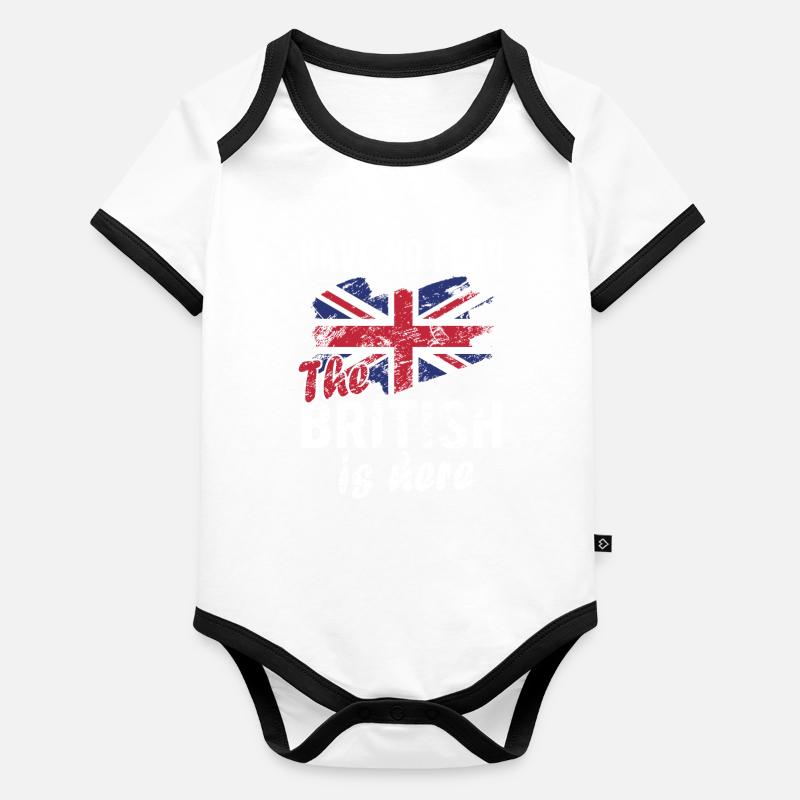British Great Britain Origine Drapeau britannique Body Bébé bio contrasté manches courtes