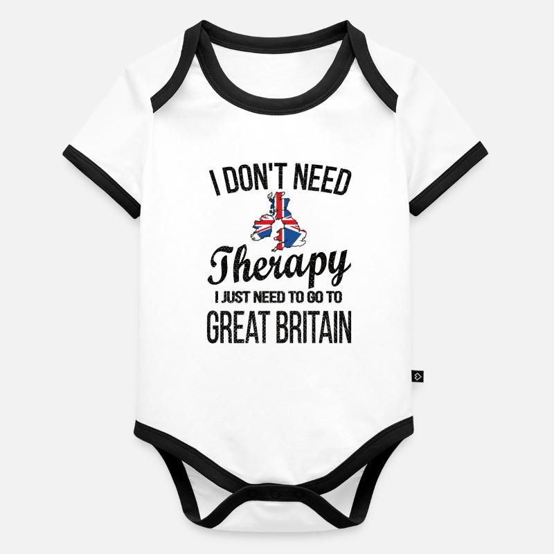 British Great Britain Origine Drapeau britannique Body Bébé bio contrasté manches courtes