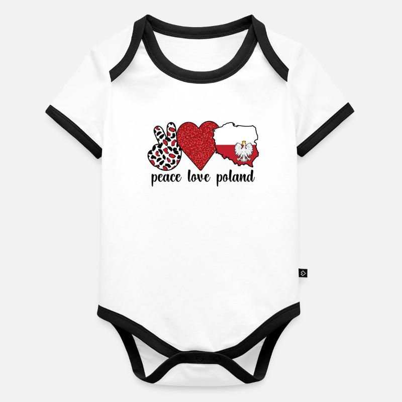 Stolzer Pole Polen Flagge Polnische Wurzeln Baby Bio-Kurzarm-Kontrastbody