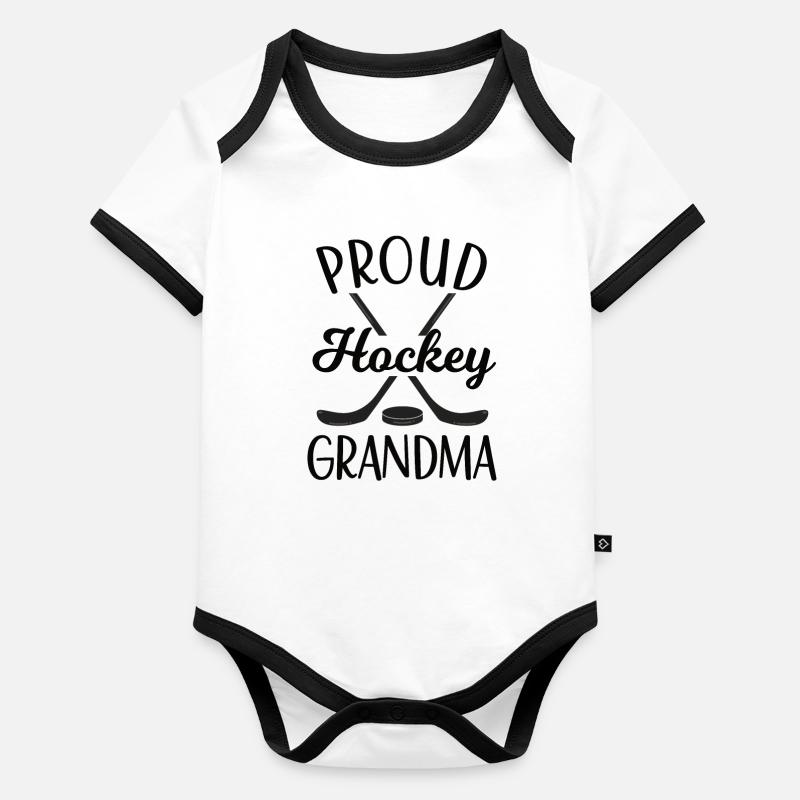Stolze Eishockey-Großmutter Eishockey-Großmutter Baby Bio-Kurzarm-Kontrastbody