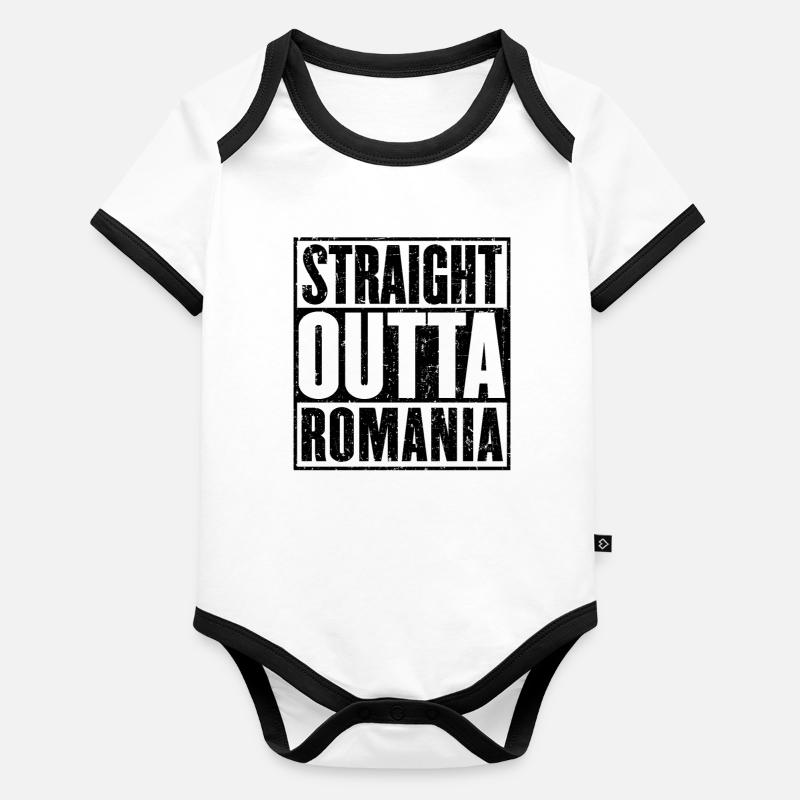 Straight Outta Rumänien Baby Bio-Kurzarm-Kontrastbody