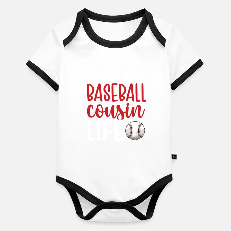 Stolzer Baseball-Cousin Baseballspieler-Cousin Baby Bio-Kurzarm-Kontrastbody