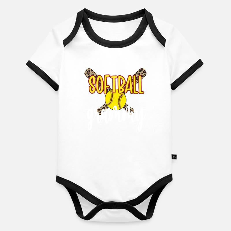 Grammy Oma Eines Softballspieler Softball Grammy Baby Bio-Kurzarm-Kontrastbody
