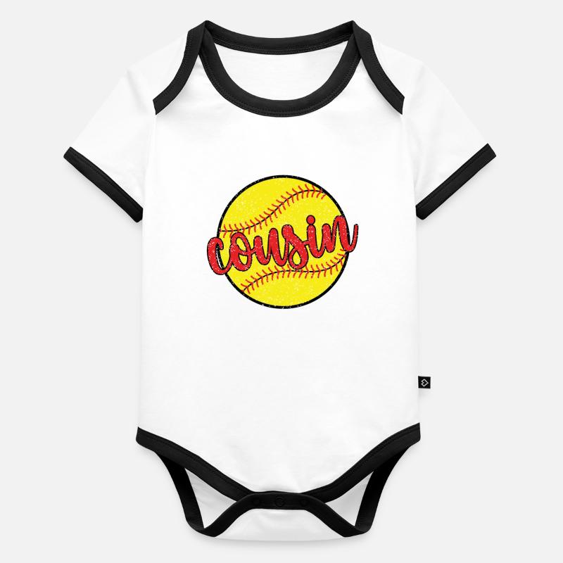 Stolzer Softball-Cousin Eines Softballspielers Baby Bio-Kurzarm-Kontrastbody