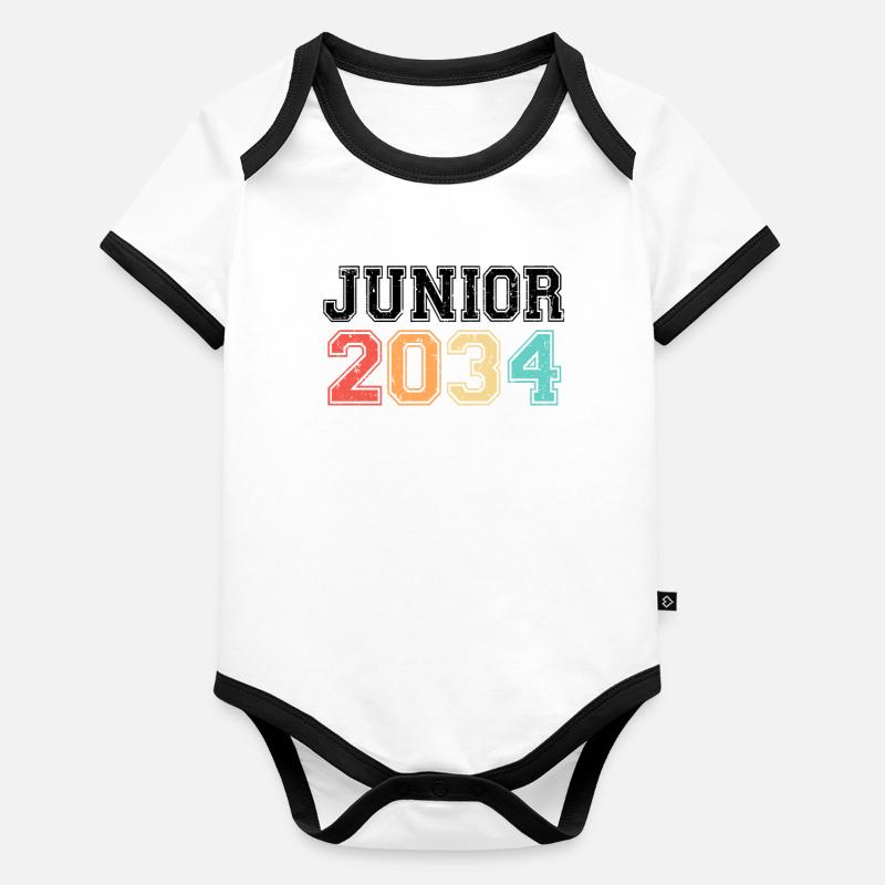 Junior 2034 Rétro Vintage Body Bébé bio contrasté manches courtes