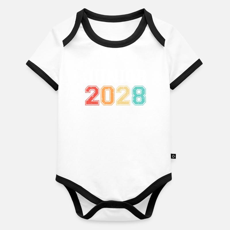 Junior 2028 Abschluss Retro Vintage Baby Bio-Kurzarm-Kontrastbody