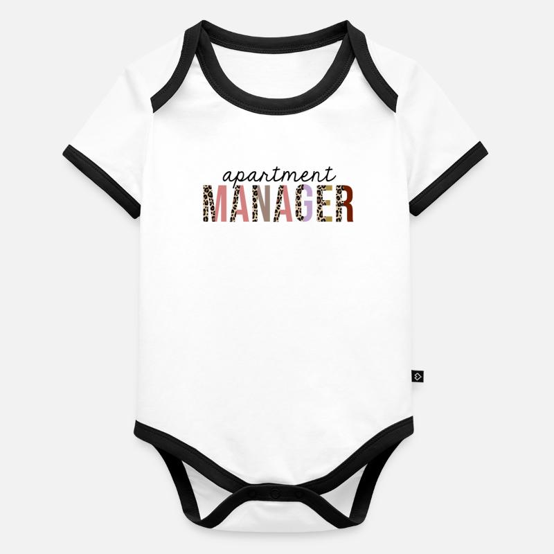 Apartment Manager Leopard Print Lustig Baby Bio-Kurzarm-Kontrastbody