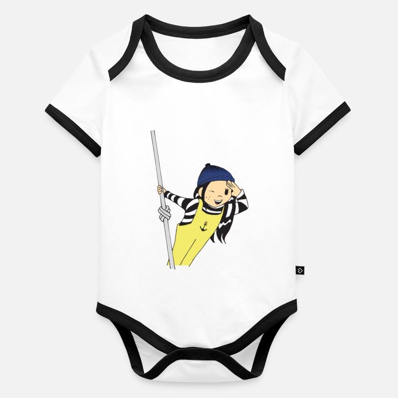Matrose das Mädchen Baby Bio-Kurzarm-Kontrastbody