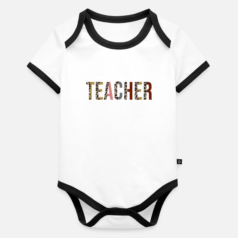 Ressource Enseignant Leopard Print Drôle Cadeau Body Bébé bio contrasté manches courtes