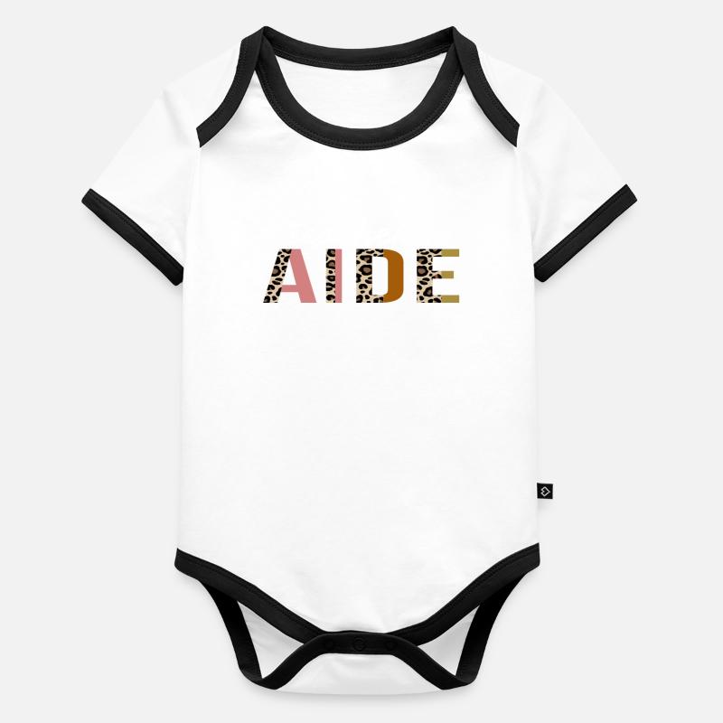 Aide à l’enseignant Leopard Print Drôle cadeau Body Bébé bio contrasté manches courtes