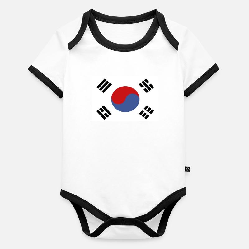 Drapeau officiel sud-coréen Pays sud-coréen Body Bébé bio contrasté manches courtes