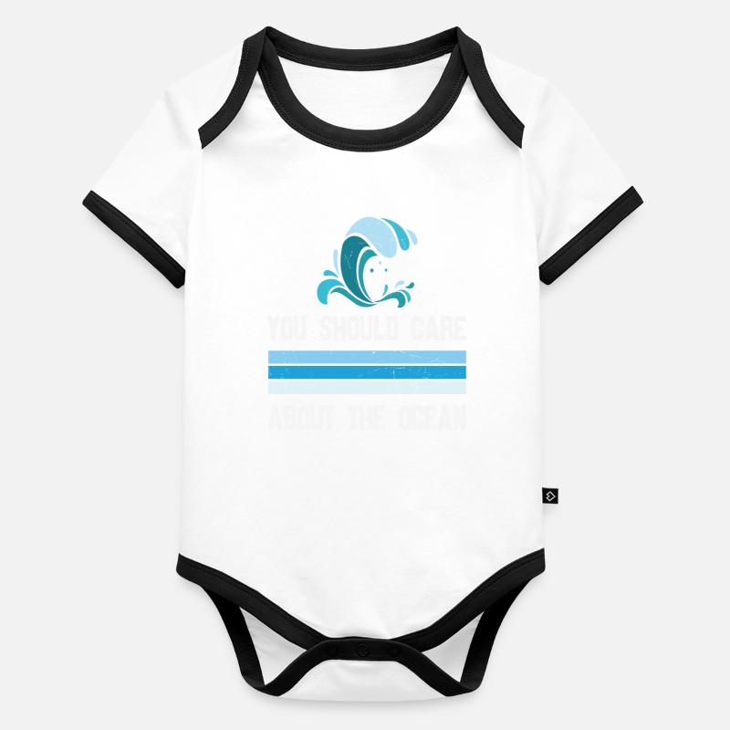 Vous devriez vous soucier de la vie aquatique de l’océan Body Bébé bio contrasté manches courtes