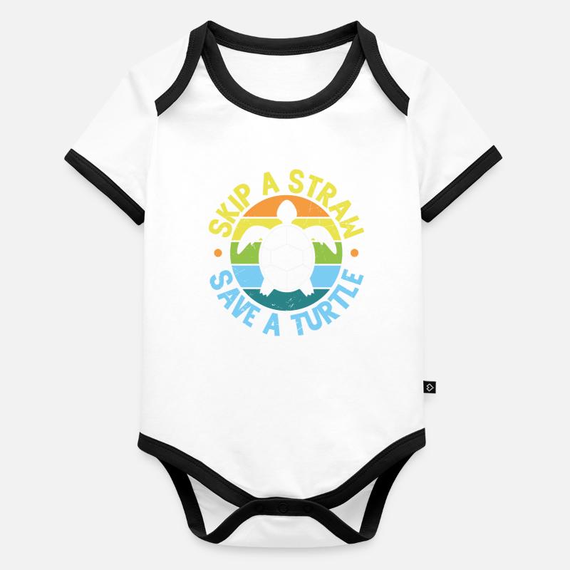Skip A Straw Save A Turtle Turtles Lover Gifts Organic Baby Contrasting Bodysuit