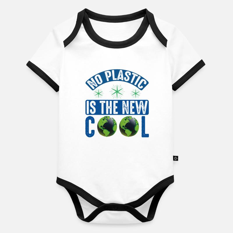 No Plastic Is The Cool Sea Protection Support Organic Baby Contrasting Bodysuit