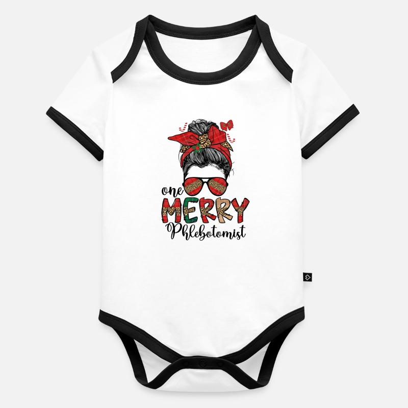 Phlébotomiste Noël Phlébotomie Tech Cadeaux de Noël Body Bébé bio contrasté manches courtes
