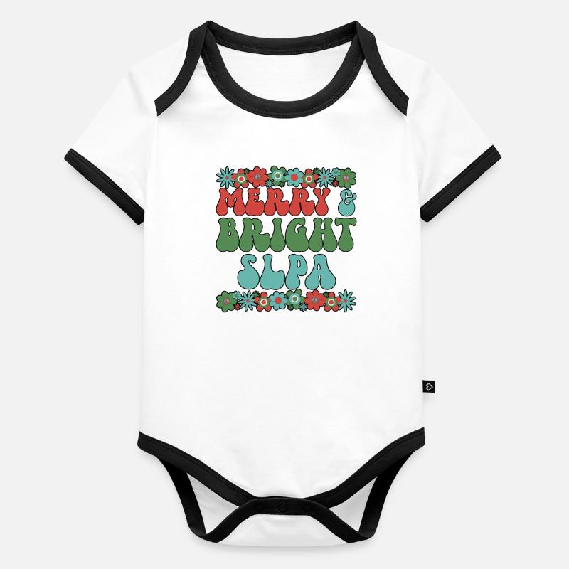 Orthophoniste adjointe Noël Body Bébé bio contrasté manches courtes