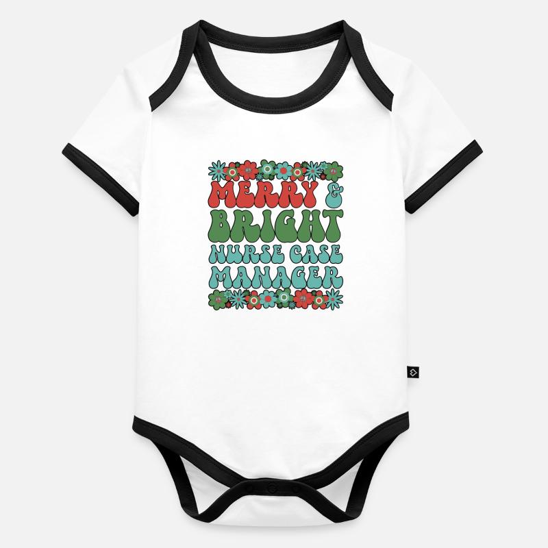 RN Case Manager Christmas Nurse Case Manager Xmas Organic Baby Contrasting Bodysuit
