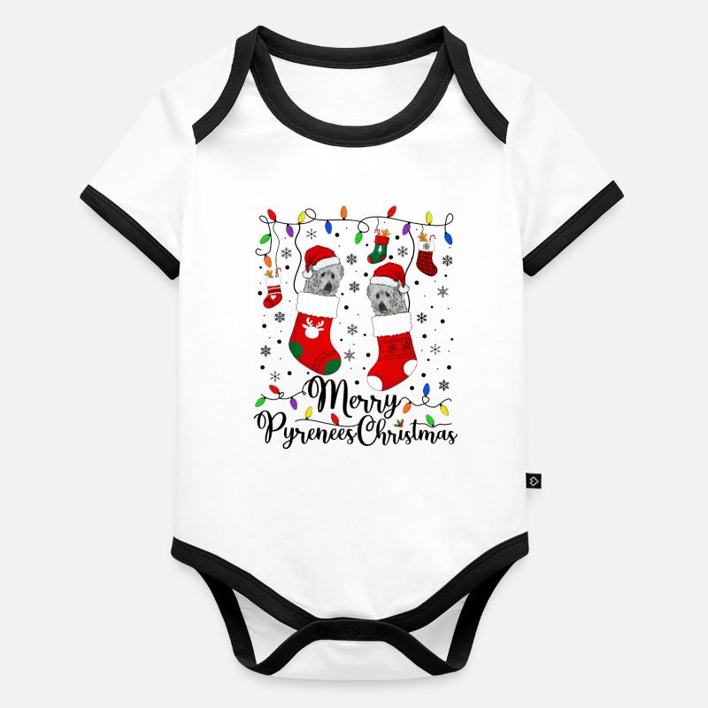 Great Pyrenees Weihnacht Goldener Hunde Geschenk Baby Bio-Kurzarm-Kontrastbody