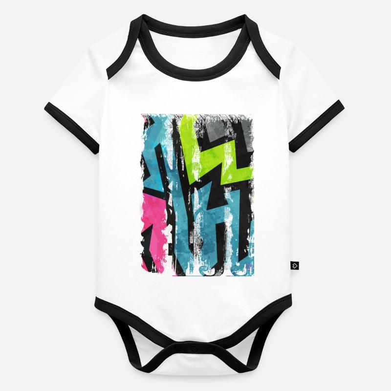 Graffiti-Stil Splash Hip Hop Farben Maler Farbe Baby Bio-Kurzarm-Kontrastbody