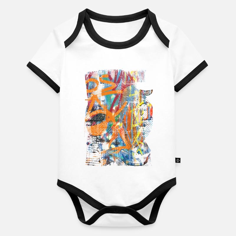 Graffiti-Stil Splash Hip Hop Farben Maler Farbe Baby Bio-Kurzarm-Kontrastbody