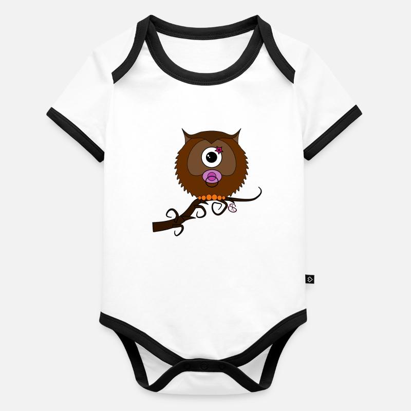 Baby Eule Name Kleinkind - Baby Bio-Kurzarm-Kontrastbody - undefined