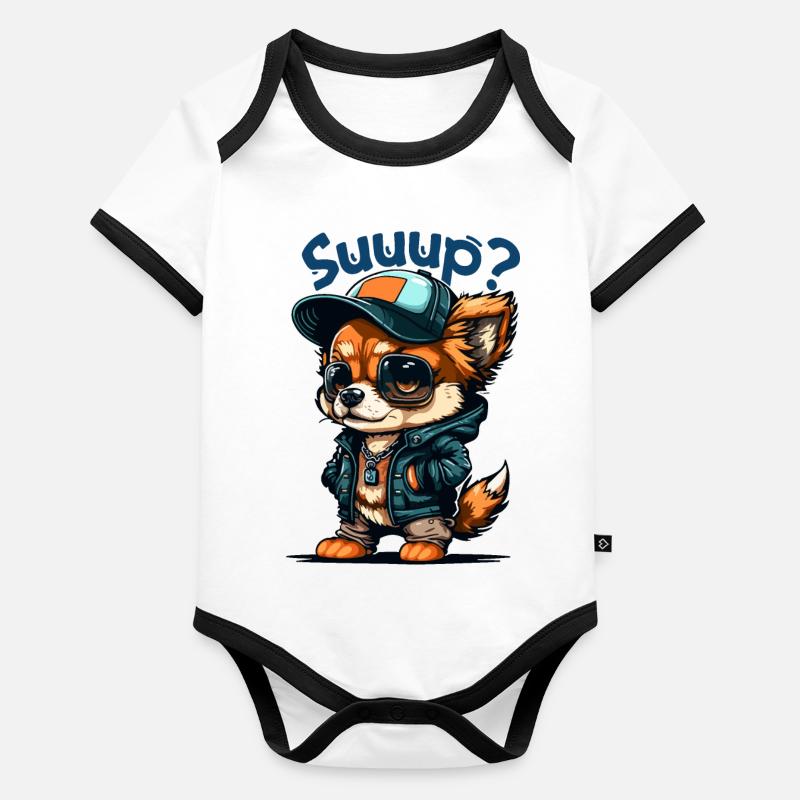 Suuup chiot Body Bébé bio contrasté manches courtes