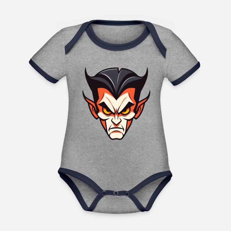 Vampire mignon d’Halloween - Body Bébé bio contrasté manches courtes - gris chiné/bleu marine