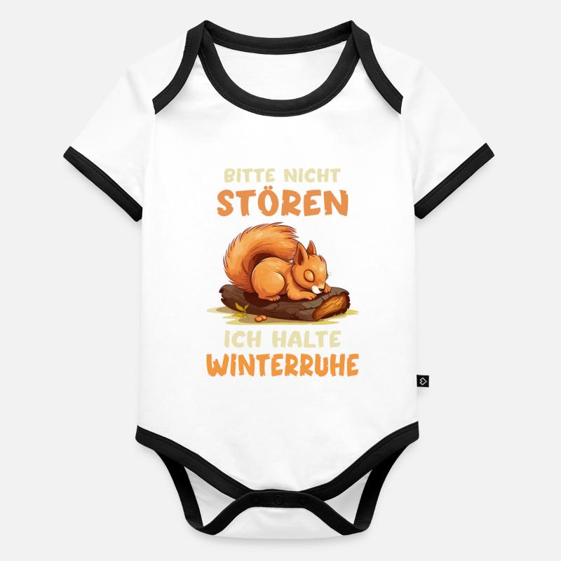 Eichhörnchen Bitte Nicht Stören Winterruhe Schlaf Baby Bio-Kurzarm-Kontrastbody