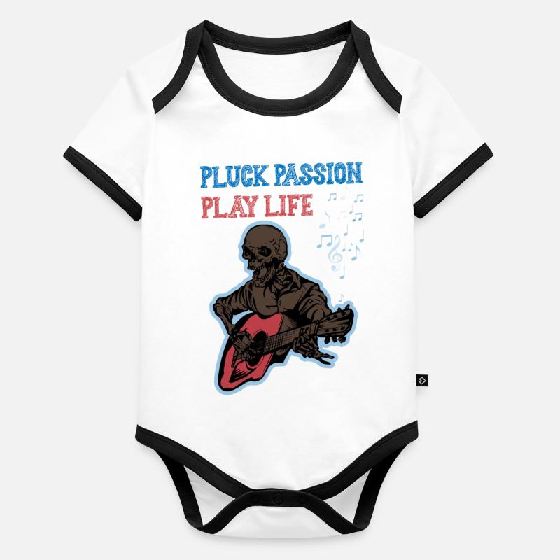 Skeleton Play Guitar Organic Baby Contrasting Bodysuit