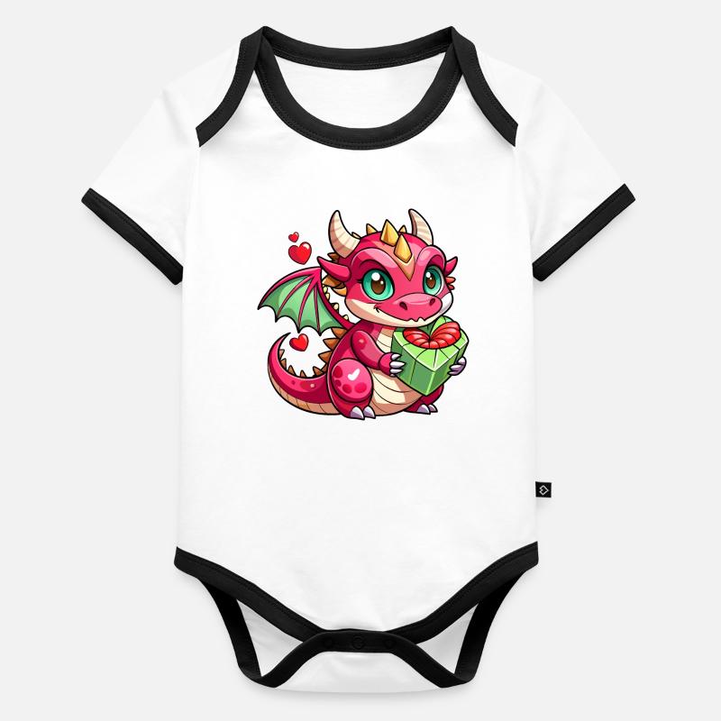 Dragon coloré Body Bébé bio contrasté manches courtes
