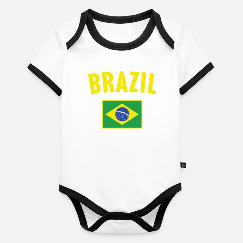 Drapeau du Brésil Body Bébé bio contrasté manches courtes