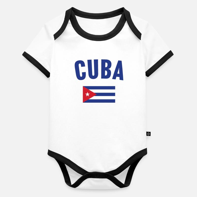 Drapeau de Cuba Body Bébé bio contrasté manches courtes