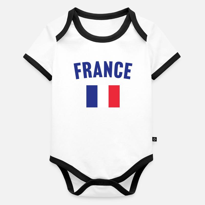Drapeau de la France Body Bébé bio contrasté manches courtes