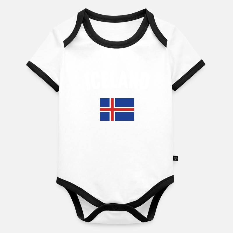 Island Flagge Baby Bio-Kurzarm-Kontrastbody