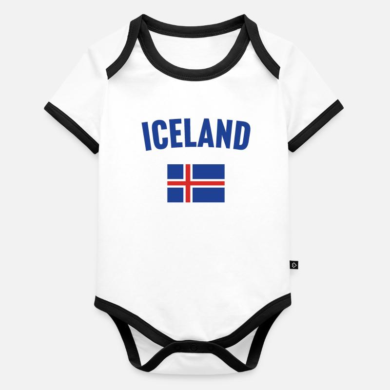 Island Flagge Baby Bio-Kurzarm-Kontrastbody