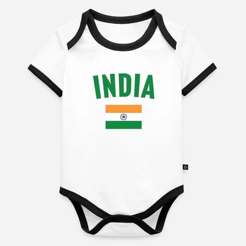 Drapeau de l’Inde Body Bébé bio contrasté manches courtes