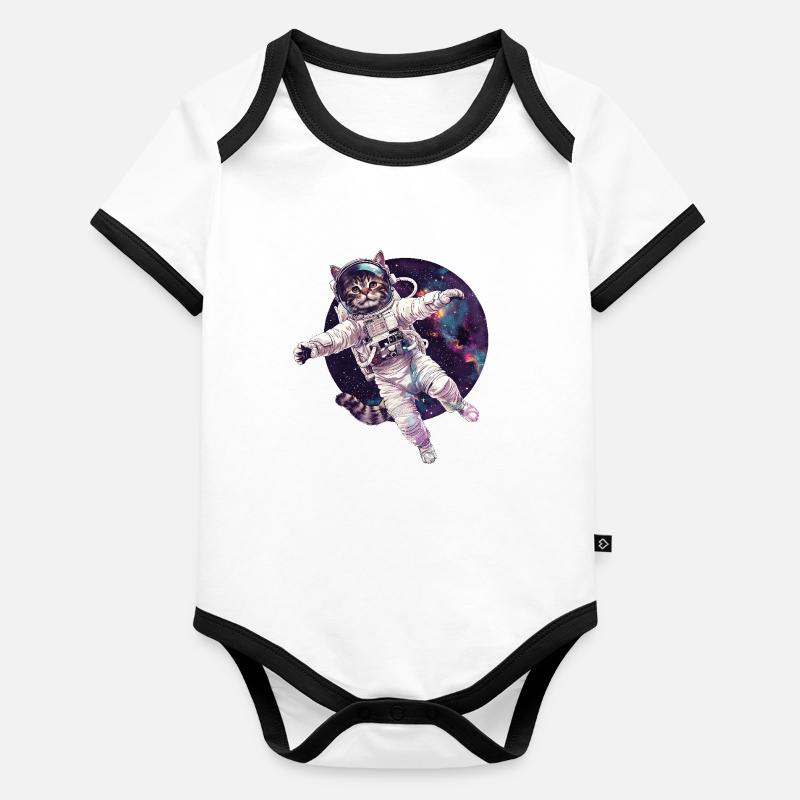 Katze Astronaut Baby Bio-Kurzarm-Kontrastbody