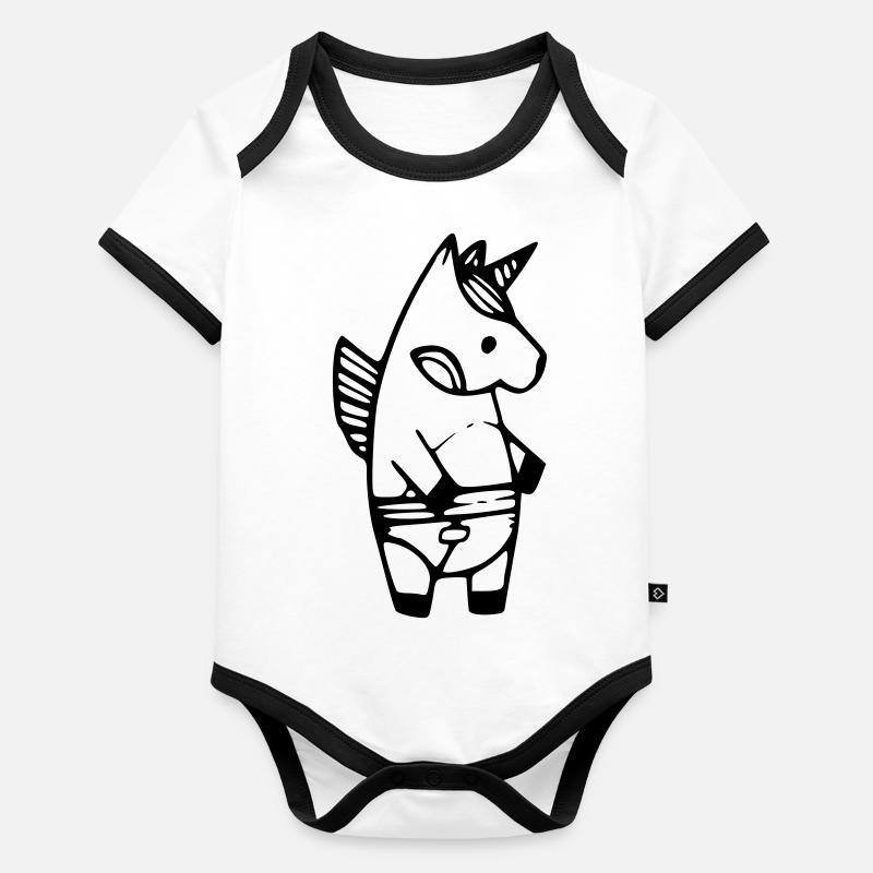 einhorn mit windel Baby Bio-Kurzarm-Kontrastbody