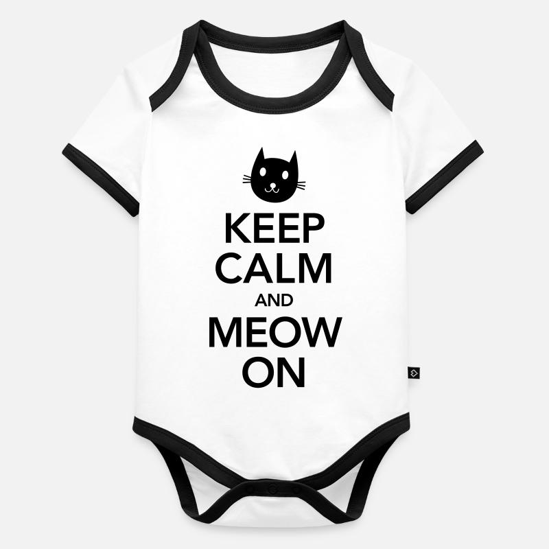 Keep Calm And Meow On Organic Baby Contrasting Bodysuit