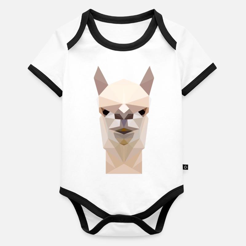 Lama alpaga visage- polygonal 3d cadeau Body Bébé bio contrasté manches courtes