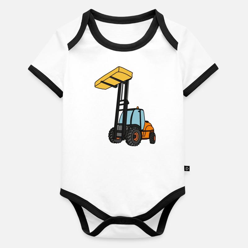 Le chariot élévateur Body Bébé bio contrasté manches courtes