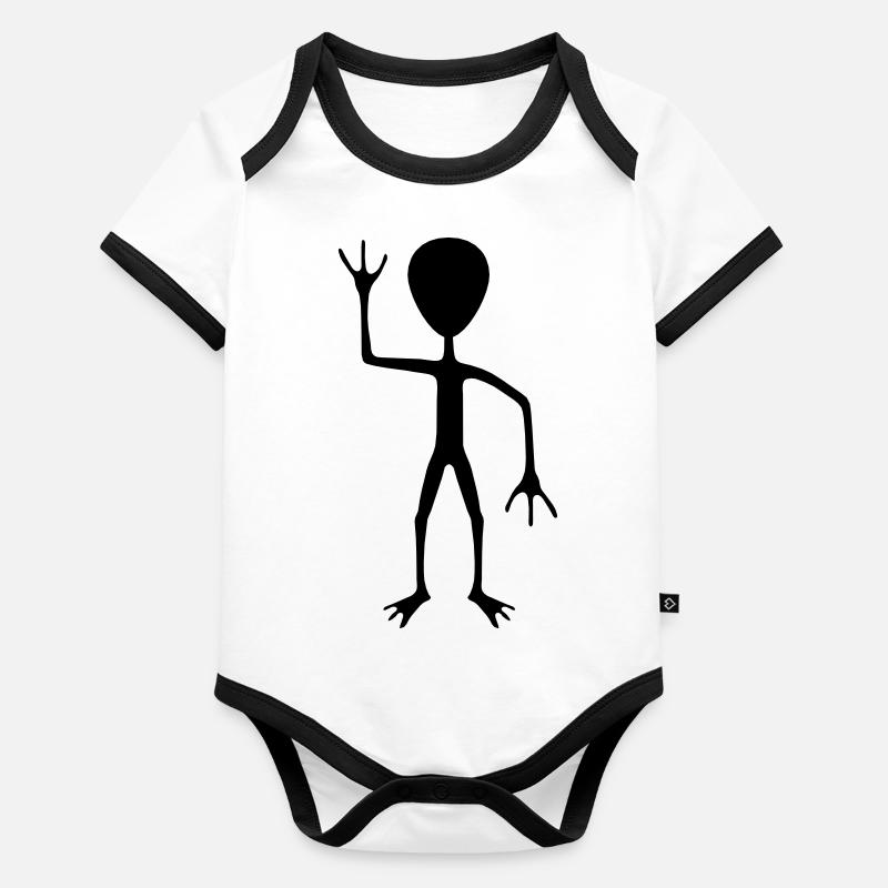 Silhouette außerirdischer Besucher Begrüßung Baby Bio-Kurzarm-Kontrastbody